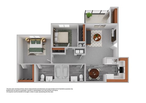 Floor plan for 2 beds, 2 baths, 861 sqft